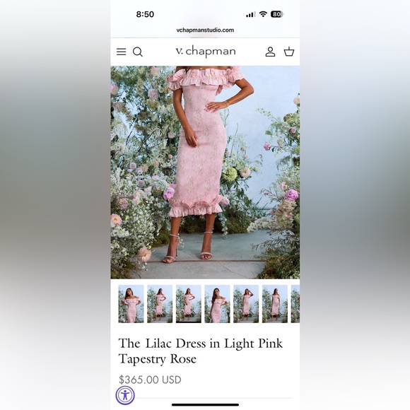 V. Chapman The Lilac Dress in Light Pink Tapestry Rose - Picture 6 of 6